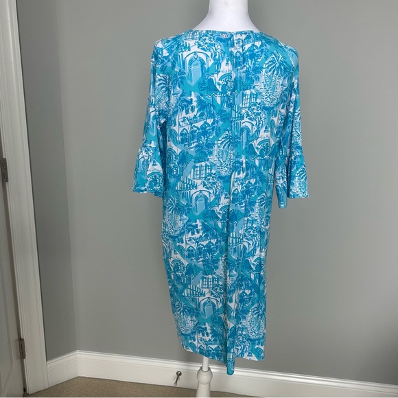 Lilly Pulitzer Krysta Split Neck Shift Dress. Size Small Color AMALFI BLUE SUNNY - Picture 5 of 7